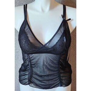 Inspire Psyche Terry Women's Sleeveless Camisole Tank Top Mesh Lace Black Sz XL